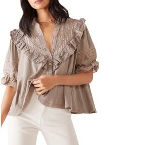 FREE PEOPLE Walk In The Park Top M In Sage Beige